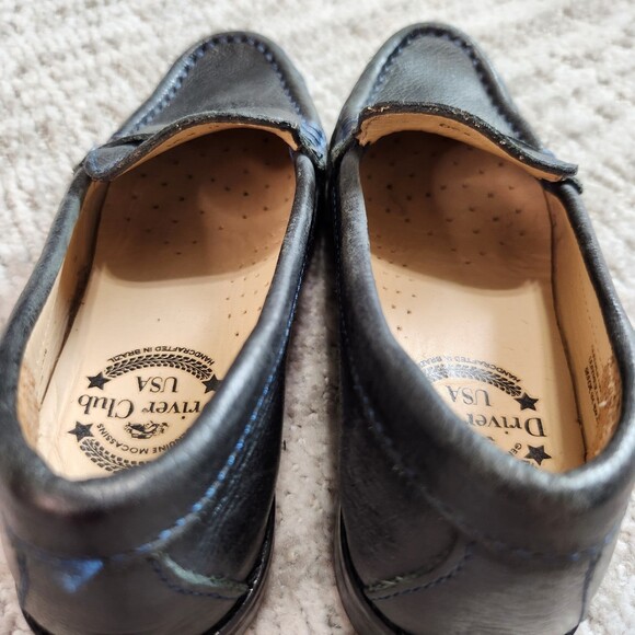 Drivers Club USA leather penny loafers slip on shoes blue size 11 child - Picture 7 of 12